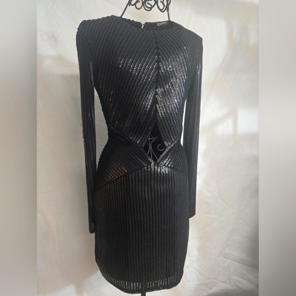 Elegant And Sexy Black Sequin Mini Dress